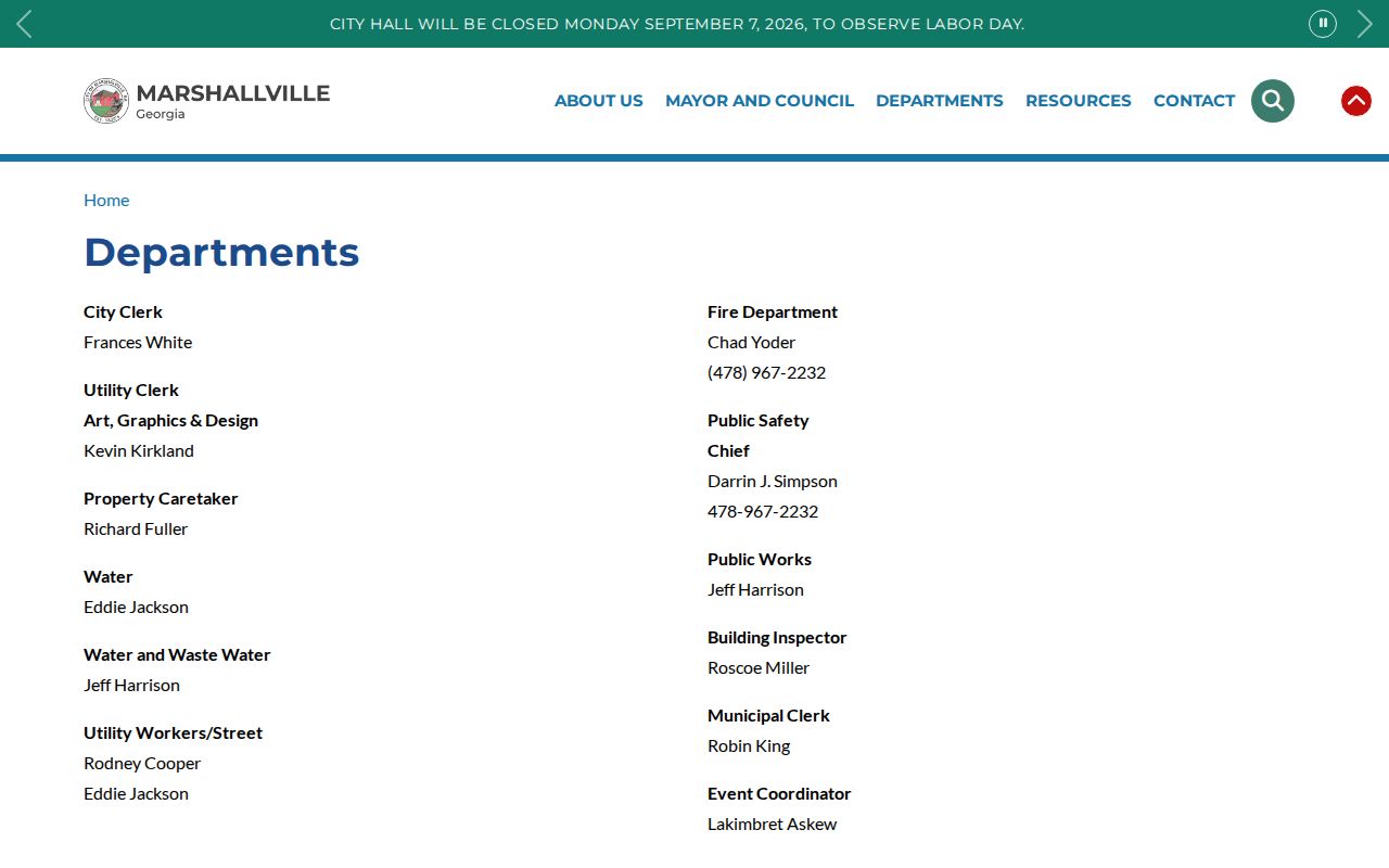 Macon County Marshallville Public Safety departments page for local arrest records